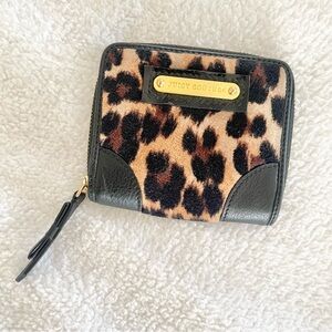 Juicy Couture Leopard Black Leather Compact Wallet with Zip Around Pocket NWOT